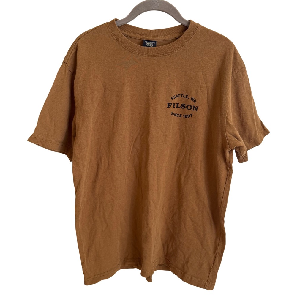 Filson Mens Axe & Tool Works Graphic T-Shirt Brown‎ Cotton Made in USA Size M